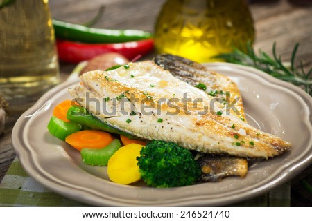 Sea bass fillet with vegetables