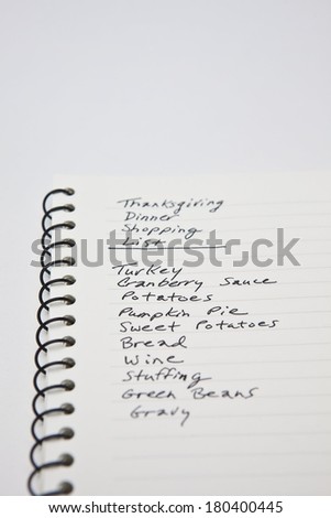 Thanksgiving Dinner Shopping List