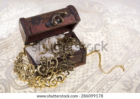 Fashion necklace in a vintage box for jewelry