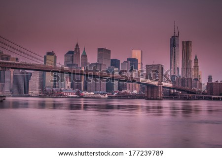 New york citiscape in purple haze