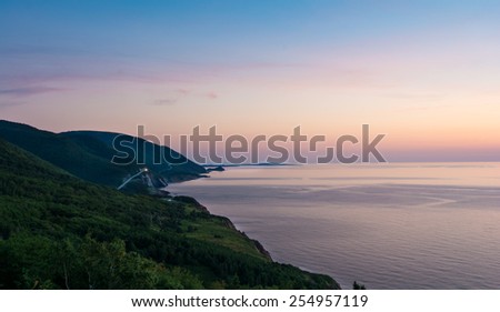 Pink Sunset Overlooking the Hills and Ocean