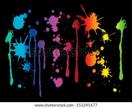 Paint Splatter - Spectrum Colored Paint Splatters On Black Background