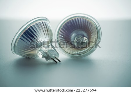 two light-emitting diode lamps, in blue tone
