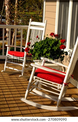 Rocking chairs on an inviting southern porch