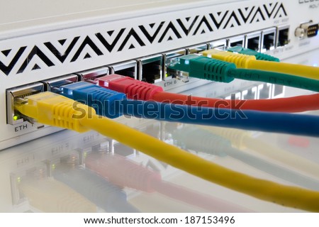 router with connected network cables