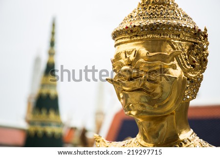 Thai demon statue at Wat Phra Kaew, Temple of the Emerald Buddha, Bangkok, Thailand