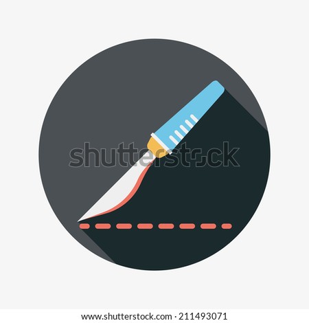 Scalpel cut flat icon with long shadow Scalpel cut flat icon with long shadow