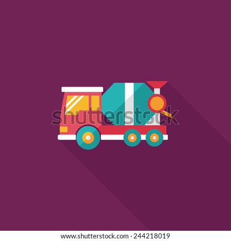 Transportation Cement mixer flat icon with long shadow,eps10