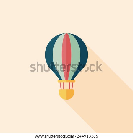 Transportation hot air balloon flat icon with long shadow,eps10