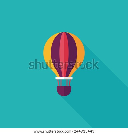 Transportation hot air balloon flat icon with long shadow,eps10