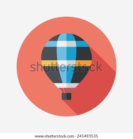 Transportation hot air ballon flat icon with long shadow,eps10