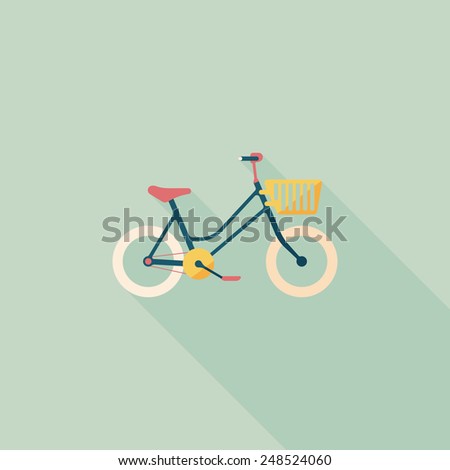 Transportation bicycle flat icon with long shadow,eps10