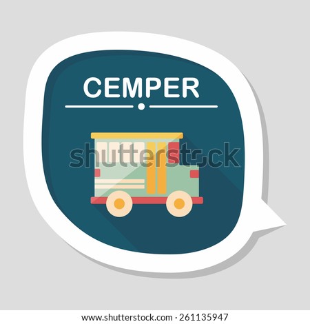 Transportation school bus flat icon with long shadow,eps10