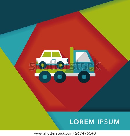 Transportation truck flat icon with long shadow,eps10