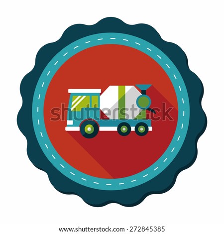 Transportation Cement mixer flat icon with long shadow,eps10