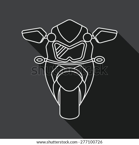 Transportation motorcycle flat icon with long shadow, line icon