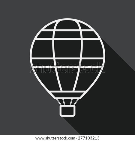 Transportation hot air ballon flat icon with long shadow, line icon