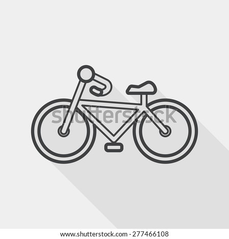 Transportation bicycle flat icon with long shadow, line icon