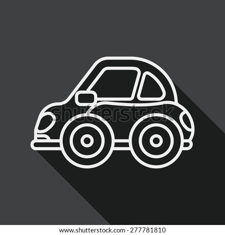 Transportation car flat icon with long shadow, line icon