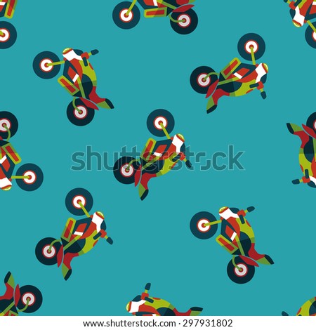 Transportation motorcycle flat icon,eps10 seamless pattern background