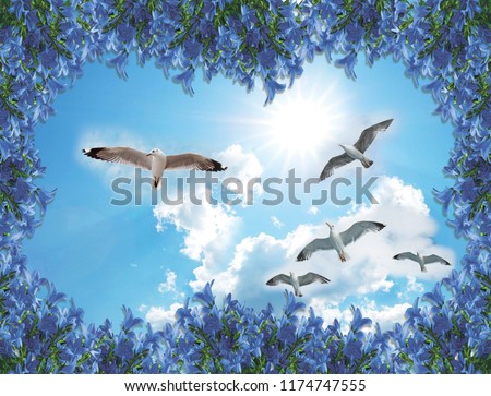 3d background for room Blue sky flying seagull living room background wall. 3D wallpapers look very real, not only can protect your wall, but also bring different colors to your room! High-definition