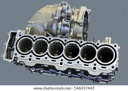 Part of car engine with the transmission in a rugged aluminum enclosure