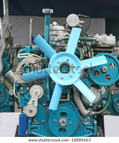 Close up shot of turbo charged diesel engine