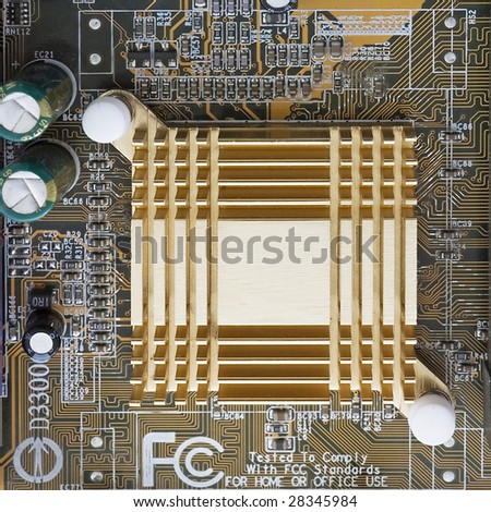 Macro of printed circuit board - computer motherboard