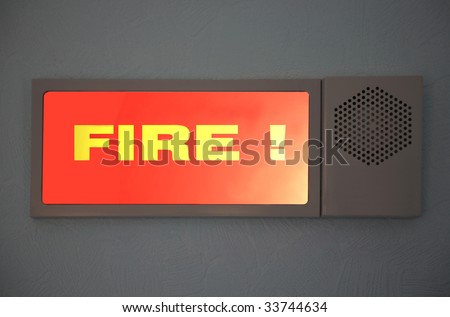 light and voice signal of fire on the wall of public building