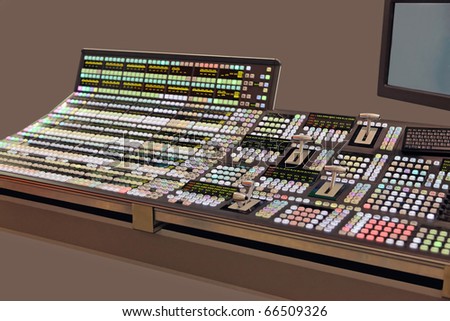The big control panel of television studio for management of channels of telecasts