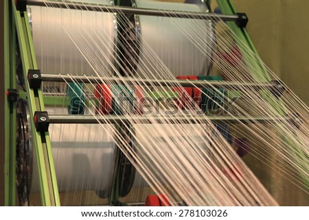 yarn warping machine in a textile weaving factory