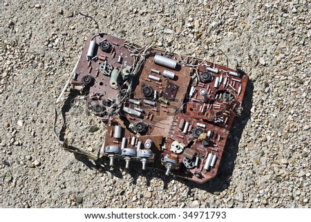 Old broken electronic plate