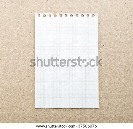 Blank note paper background on the cardboard