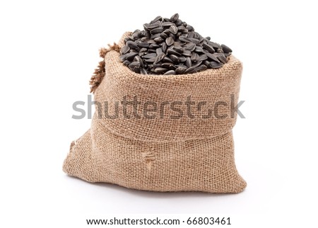 Burlap sack with sunflower seeds