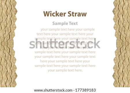 Border of wicker straw with sample text on white background.