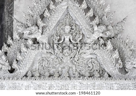 Thai art gable in the Thai temple, Phetburi province,Thailand, Asia.