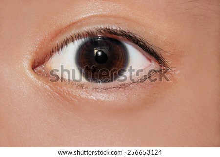 Close up eye of asian boy.