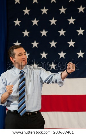 U.S. Senator Ted Cruz, Republican of Texas, speaks at the First in the Nation Leadership Summit in Nashua, NH, April 18, 2015.