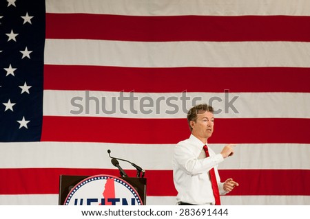 U.S. Senator Rand Paul, Republican of Kentucky, speaks at the First in the Nation Leadership Summit in Nashua, NH, on April 18, 2015.
