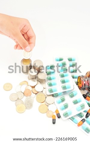 hands giving money to buy health,saving for the treatment of health care concept.
