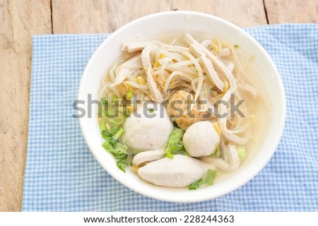 Noodle fish with fish balls (Thai Food).