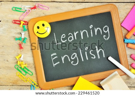 Learning English on blackboard.