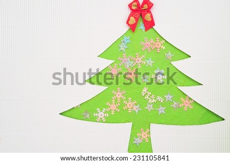 Christmas tree paper cutting design paper craft card.