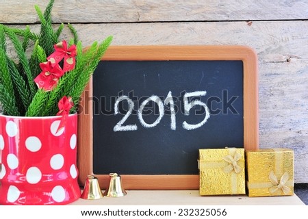 2015 message on small blackboard,Happy new year 2015.