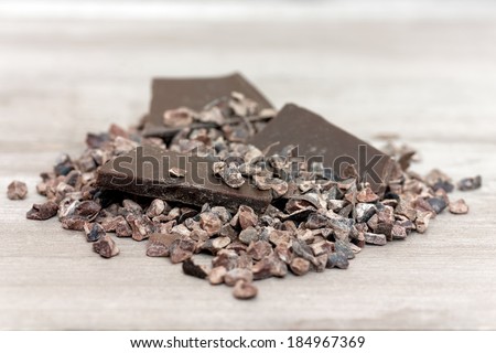 Organic cacao nibs with chunks of pure chocolate