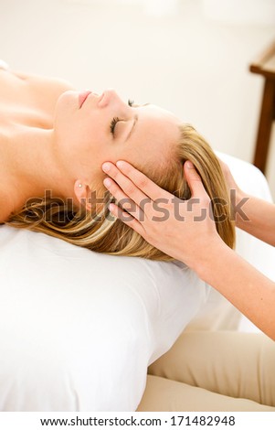 Massage: Therapist Gives Head Massage Treatment