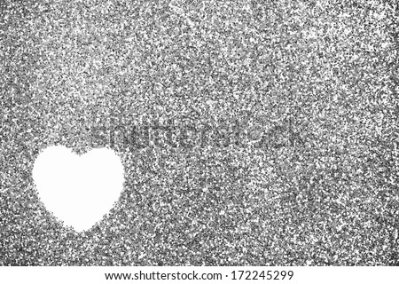 Glitter: Silver Background with Heart Outline