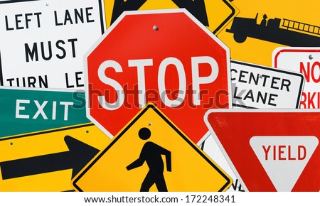 Traffic Signs: Compilation of Various Street Signs - Stop, Yield, Exit and More