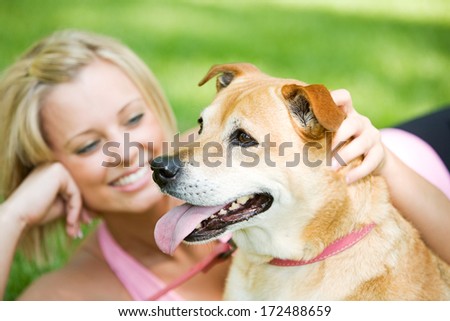 Park: Happy, Excited Dog With Owner