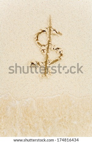 Sand: Dollar Sign Written in the Sand